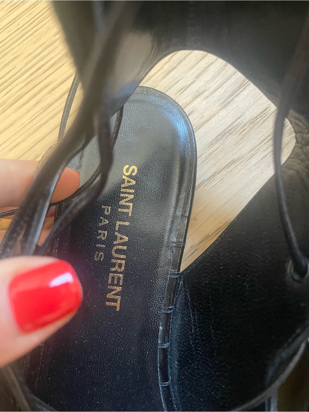 Saint Laurent Black Croc-Embossed Lace-Up Open-Toe Sandals - Picture 3 of 4
